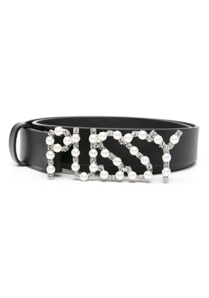 DSQUARED2 lettering-plaque leather belt - Black