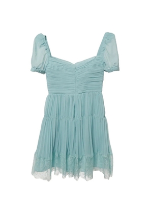 Self-Portrait pleated cut-out mini dress - Green