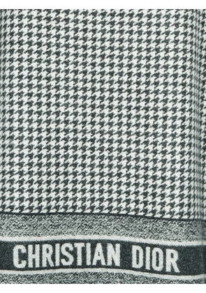 Christian Dior Pre-Owned houndstooth fringe poncho - White