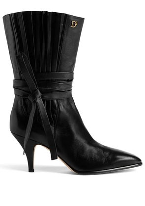 DSQUARED2 logo-plaque self-tie leather boots - Black