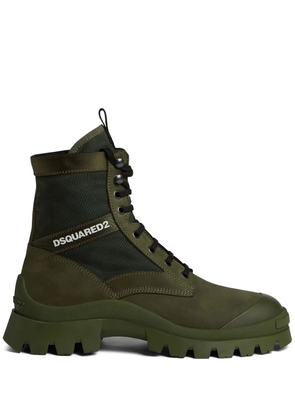 DSQUARED2 logo-print leather boots - Green