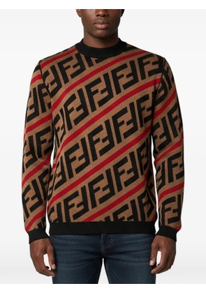 Fendi Pre-Owned FF logo diagonal stripe sweater - Brown
