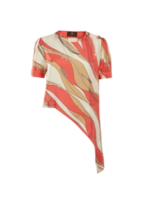 Elisabetta Franchi printed asymmetric top - Orange