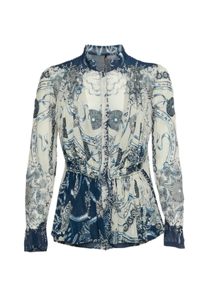 Roberto Cavalli Vintage floral-print silk blouse - White