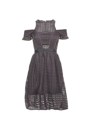 Self-Portrait grid-lace midi dress - Grey