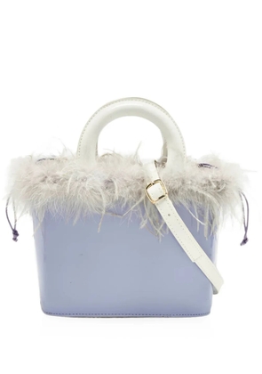 STAUD Nic feather-embellished tote bag - Purple