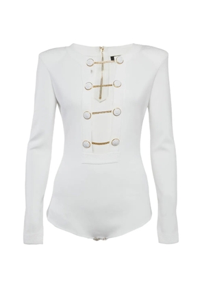 Elisabetta Franchi cut-out ribbed bodysuit - White