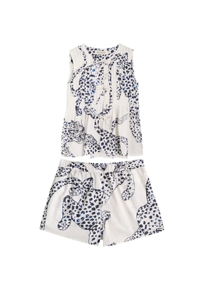 Desmond & Dempsey Jag printed cotton pyjamas - White