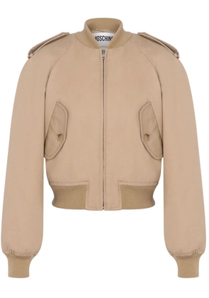 Moschino raglan-sleeve cropped bomber jacket - Neutrals