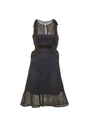 Self-Portrait mesh fringe midi dress - Black