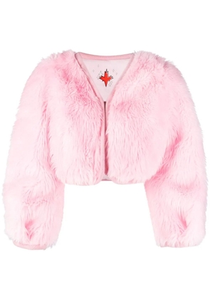 DSQUARED2 faux-fur cropped jacket - Pink
