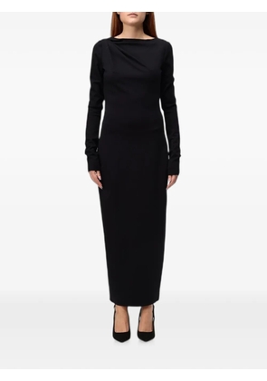 Emporio Armani draped-detail long-sleeve maxi dress - Black
