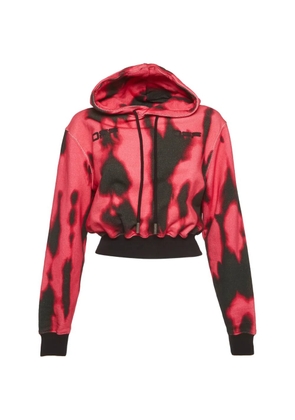 Off-White Pre-Owned logo-print cropped hoodie - Red