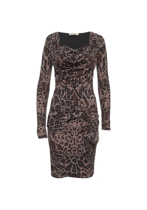 Roberto Cavalli Vintage animal-print draped mini dress - Brown