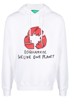 DSQUARED2 logo-print drawstring hoodie - White