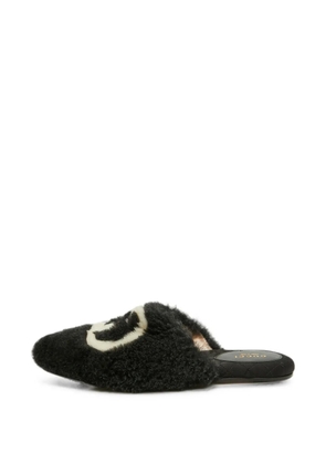 Gucci Pre-Owned Eileen shearling flat mules - Black