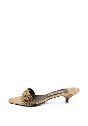 Gina crystal-embellished slide sandals - Gold