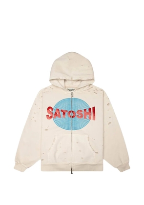 SATOSHI NAKAMOTO Motoslug distressed hoodie - Neutrals