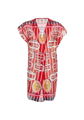 Hermès Pre-Owned geometric-print open-front cover-up - Red