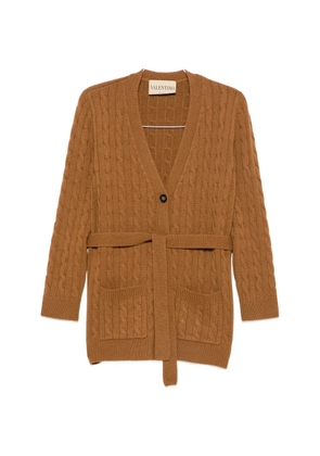 Valentino Garavani cable-knit belted cardigan - Brown