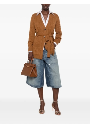 Valentino Garavani cable-knit belted cardigan - Brown