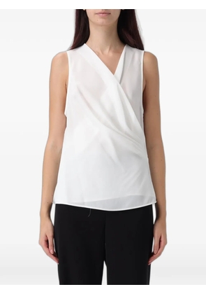 Emporio Armani crossover-neck sleeveless blouse - White