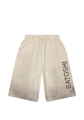 SATOSHI NAKAMOTO Drifter crystal-embellished shorts - Neutrals