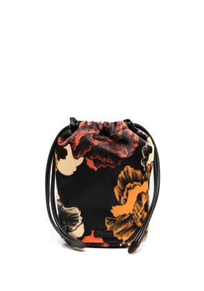 Ferragamo floral-print drawstring tote bag - Black