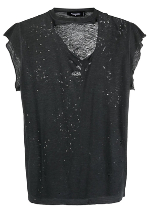 DSQUARED2 distressed-finish raw-cut T-shirt - Grey