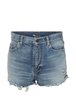 Saint Laurent Pre-Owned distressed denim shorts - Blue