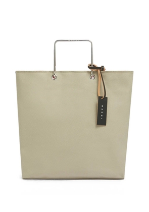 Marni beige canvas shopper with metal handles - Neutrals