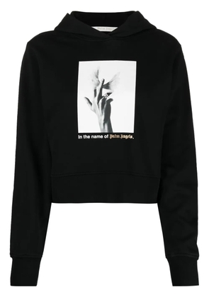 Palm Angels photograph-print cropped hoodie - Black