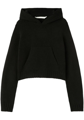 Palm Angels curved-logo wool-blend hoodie - Black