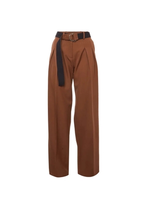 Victoria Beckham belted gabardine trousers - Brown