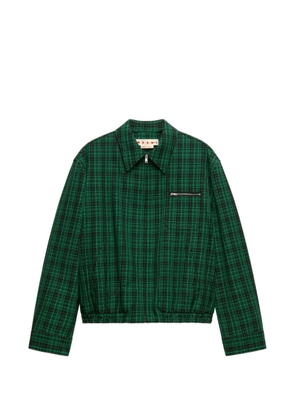 Marni checked wool-gabardine jacket - Green