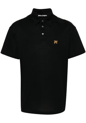 Palm Angels monogram-appliqu� polo shirt - Black