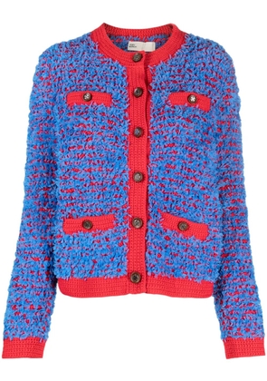 Tory Burch ruffled button-up cardigan - Blue