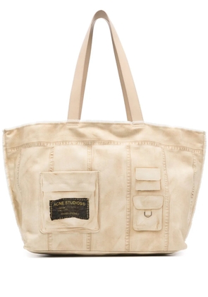 Acne Studios fringed printed tote bag - Neutrals