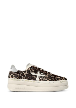 Premiata leopard-print platform sneakers - Brown