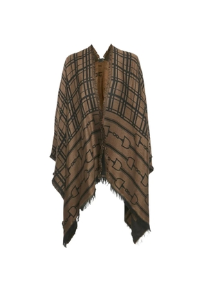 Elisabetta Franchi jacquard frayed knit cape - Brown