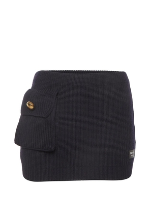 Prada Pre-Owned logo-appliqué rib-knit mini skirt - Blue