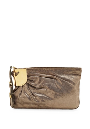 Jimmy Choo Pre-Owned pleated metallic clutch bag - Brown