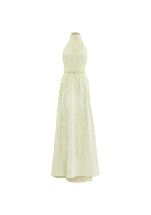 Saiid Kobeisy halter-neck embroidered crepe maxi dress - Green