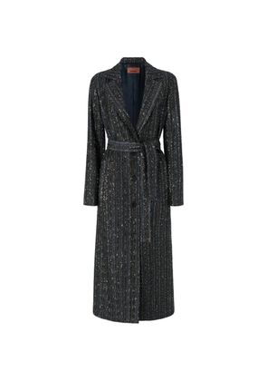Missoni sequin-embellished belted coat - Black