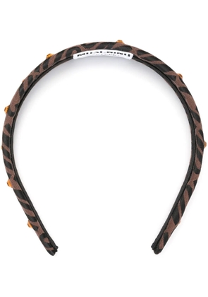 Moschino logo-jacquard crystal-embellished headband - Black