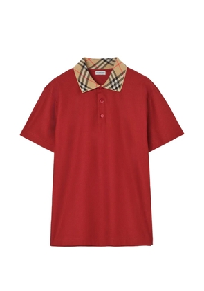 Burberry Check-collar cotton polo shirt - Red