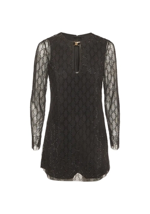 Gucci Pre-Owned crystal-GG tulle mini dress - Black