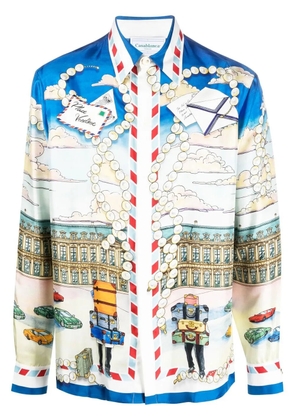 Casablanca graphic-print silk shirt - Blue