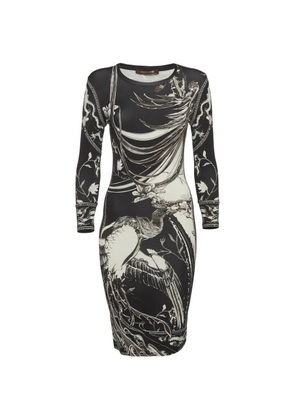 Roberto Cavalli Vintage graphic-print long-sleeve dress - Black