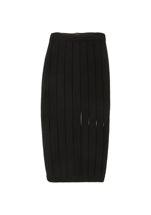 Balmain Pre-Owned sheer-panel bodycon midi skirt - Black